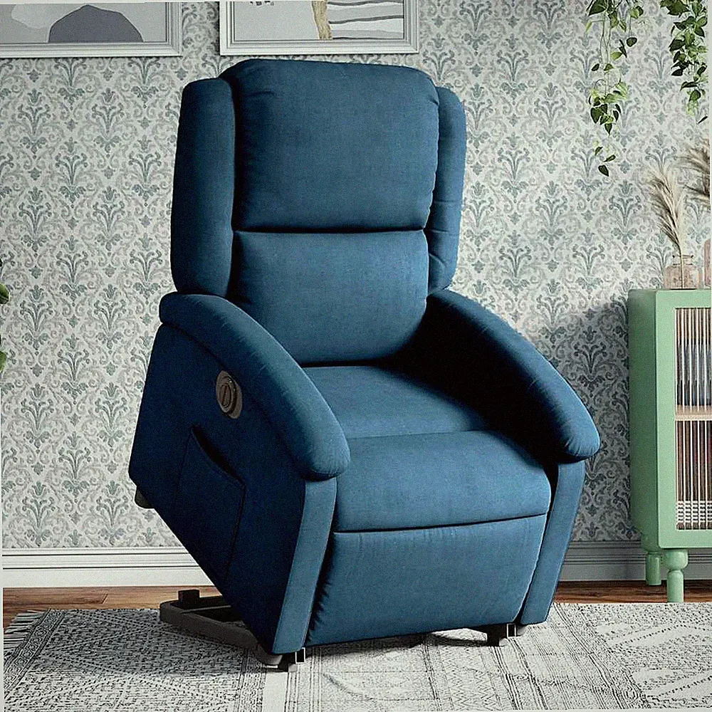 Relaxsessel mit Aufstehhilfe Elektrisch Blau Samt