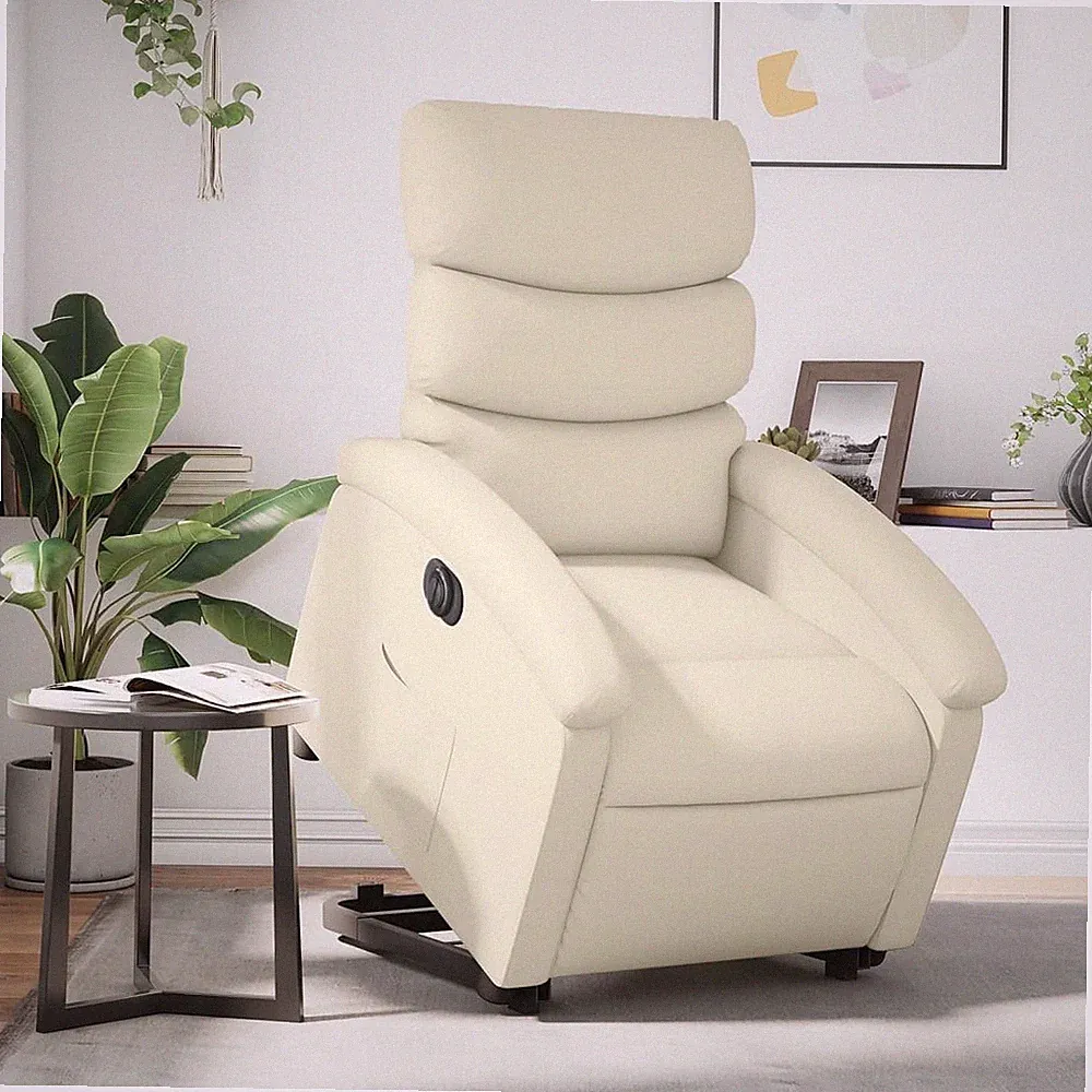 Relaxsessel mit Aufstehhilfe Elektrisch Creme Kunstleder