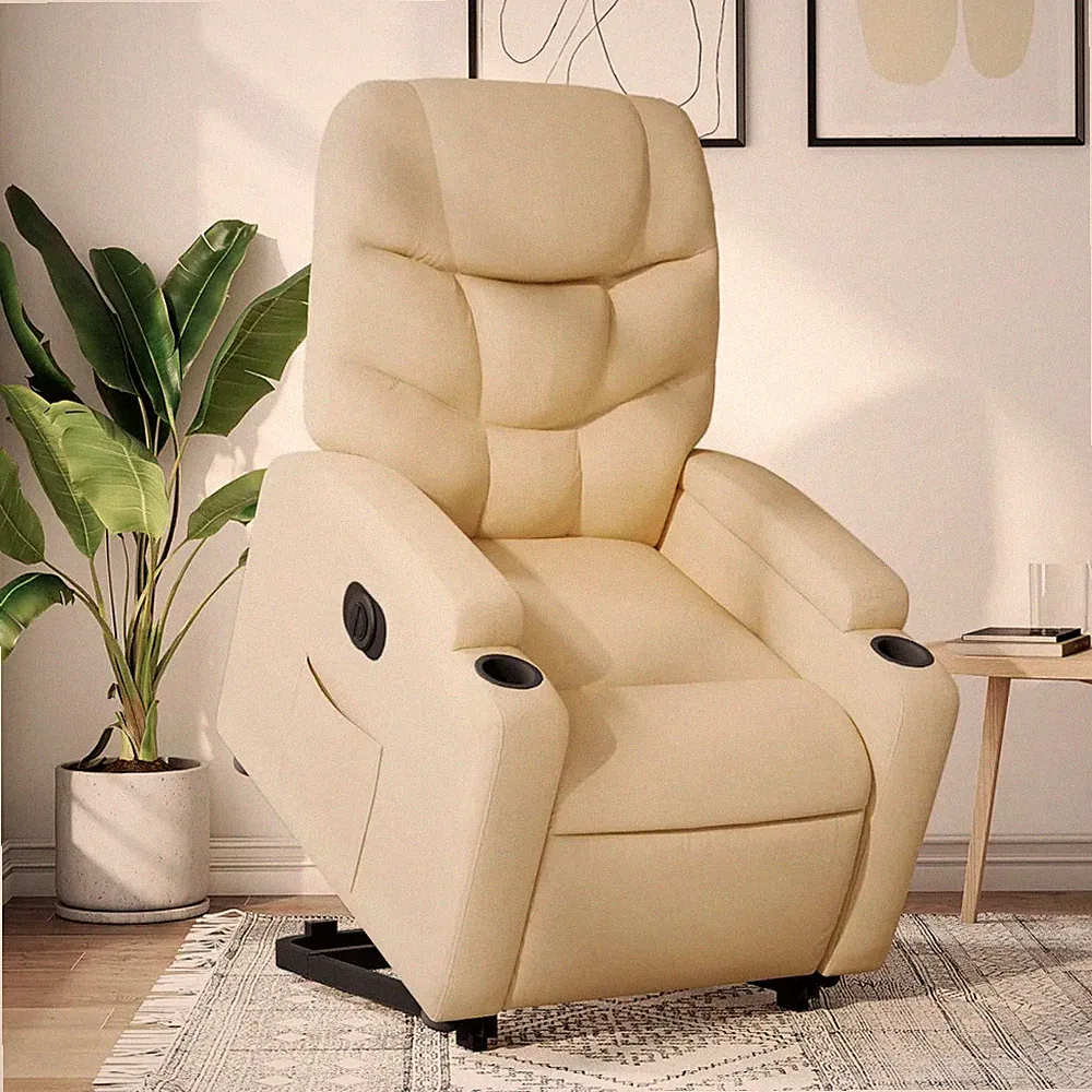 Relaxsessel mit Aufstehhilfe elektrisch creme Stoff