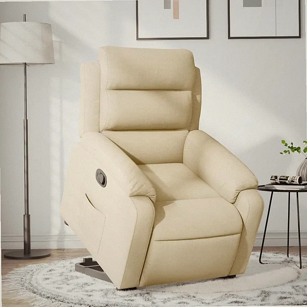Relaxsessel mit Aufstehhilfe Elektrisch Creme Stoff vidaXL