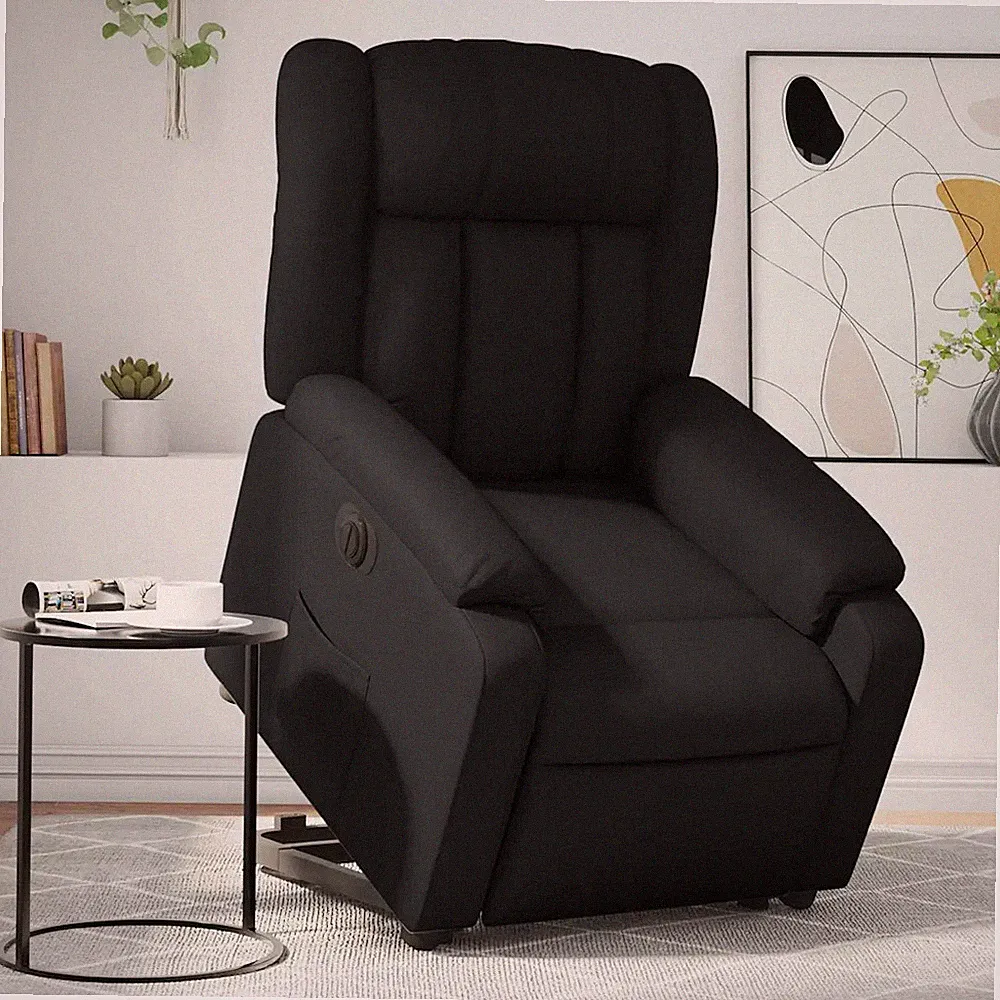 Relaxsessel mit Aufstehhilfe elektrisch, Kunstleder Schwarz, Senioren Sessel