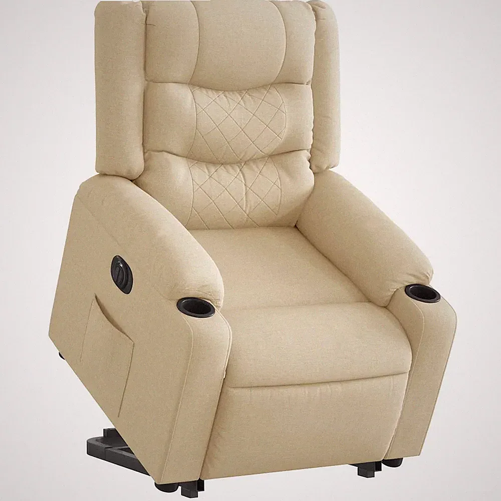 Relaxsessel mit Aufstehhilfe elektrisch Stoff creme Senioren Sessel