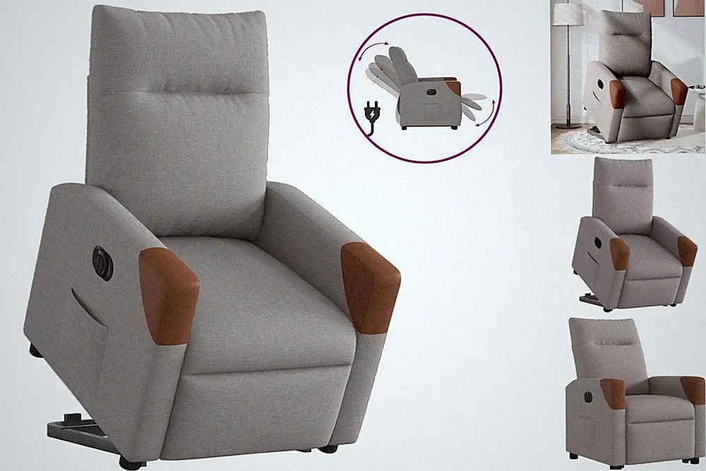 Relaxsessel Mit Aufstehhilfe Elektrisch Taupe Stoff