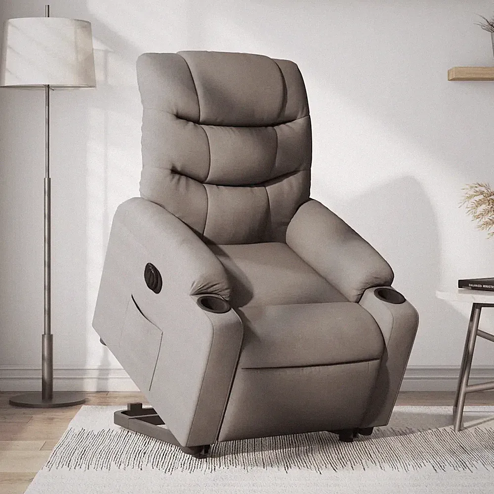 Relaxsessel mit Aufstehhilfe elektrisch taupe Stoff Sessel Senioren