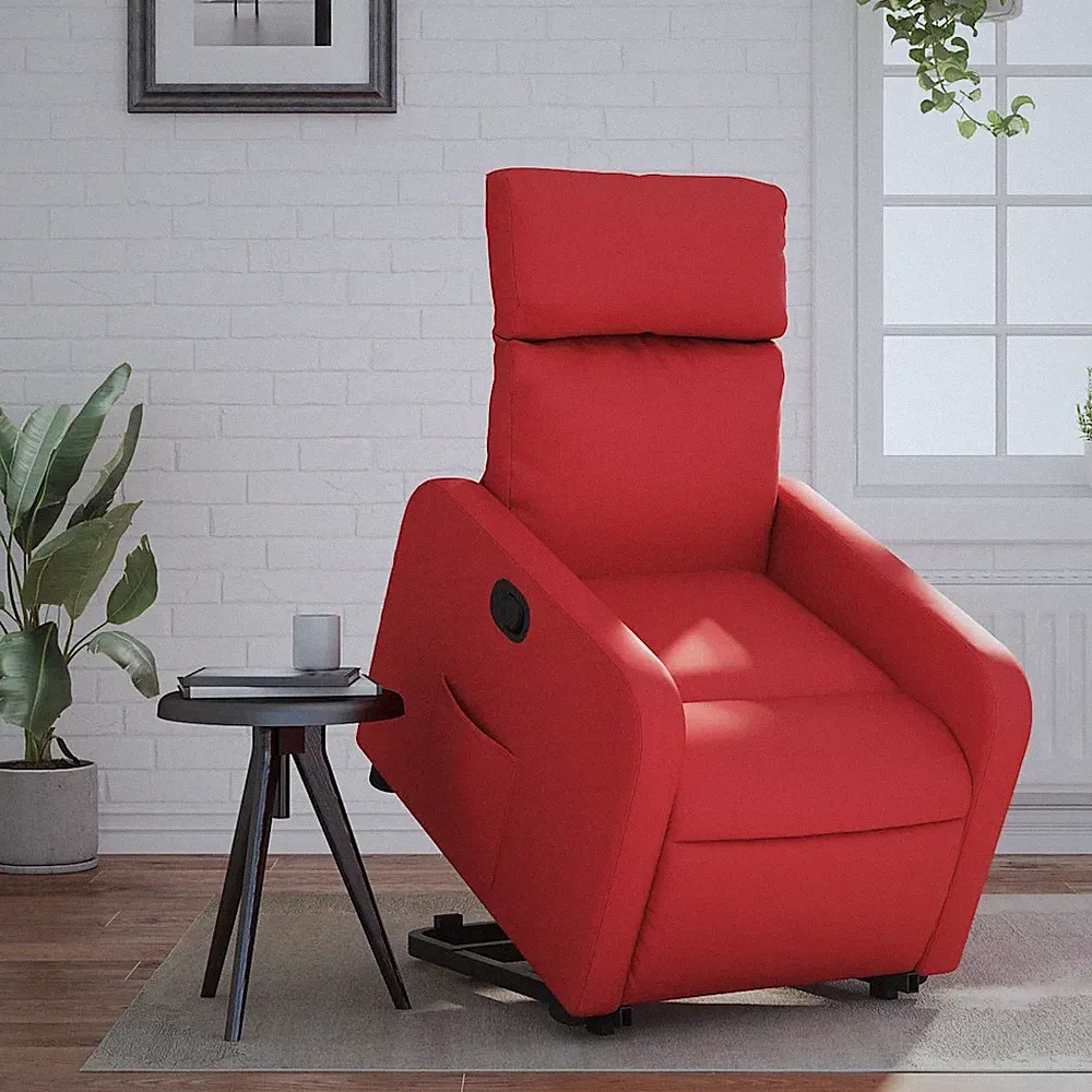 Relaxsessel mit Aufstehhilfe Kunstleder rot Senioren Sessel