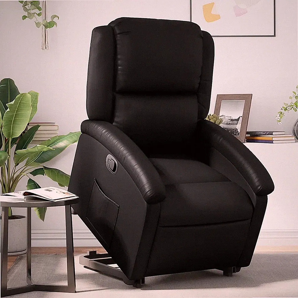 Relaxsessel mit Aufstehhilfe Kunstleder Schwarz Senioren Sessel