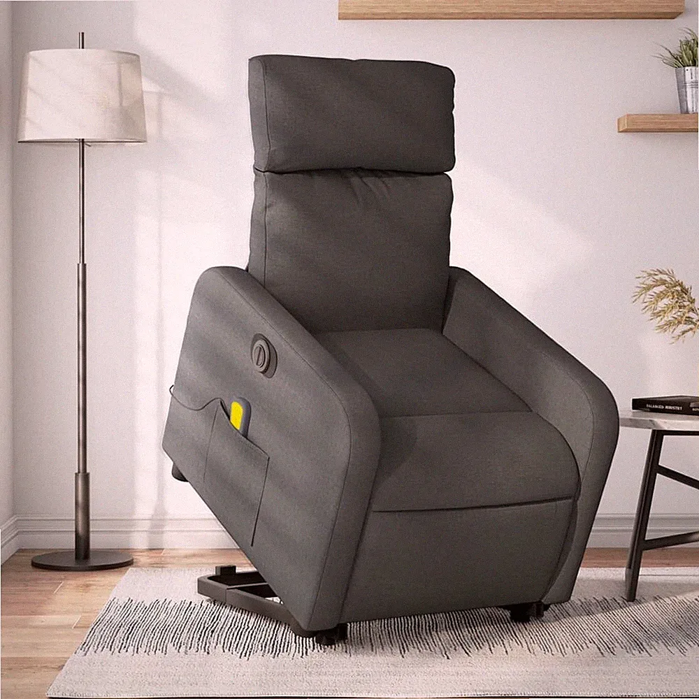 Relaxsessel mit Aufstehhilfe Massagesessel Fernsehsessel Hellgrau Stoff vidaXL