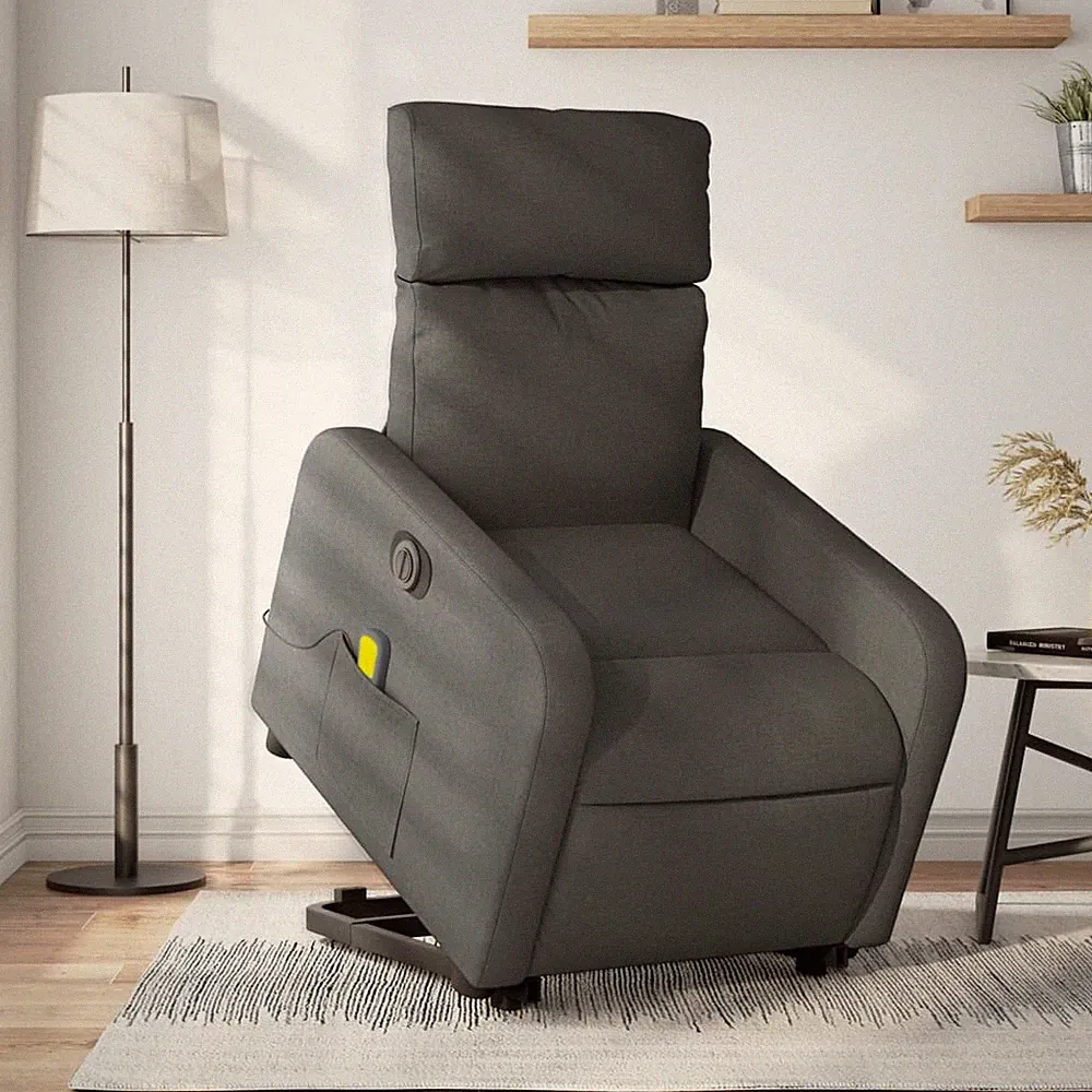 Relaxsessel mit Aufstehhilfe Massagesessel Fernsehsessel Hellgrau Stoff vidaXL