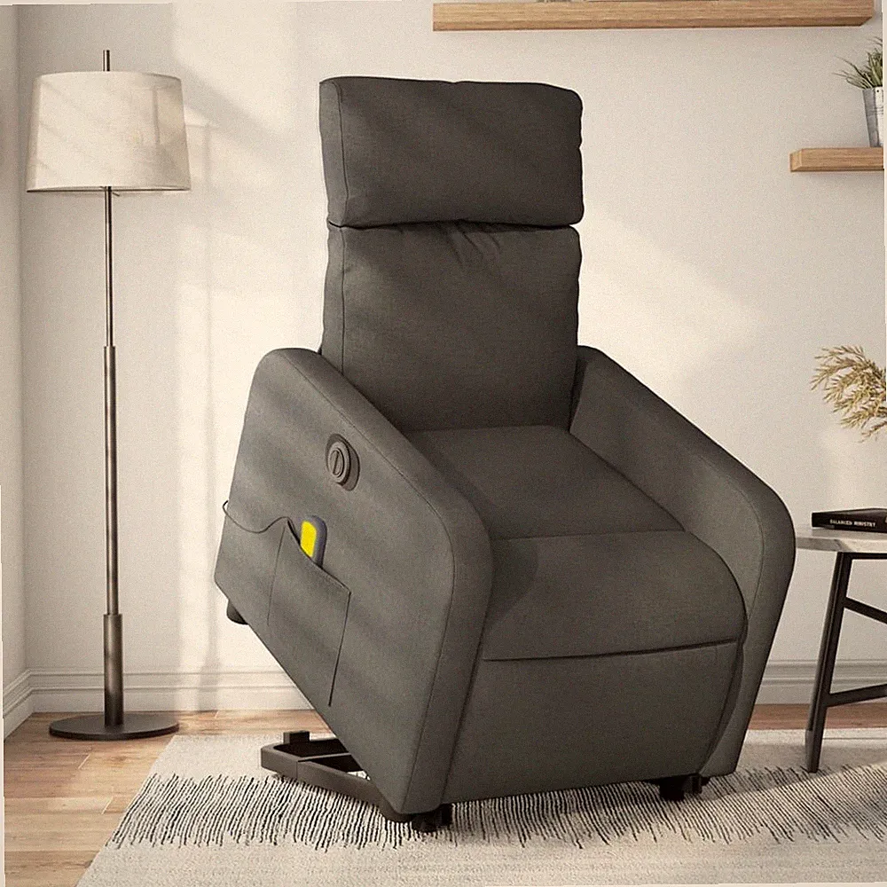 Relaxsessel mit Aufstehhilfe Massagesessel Fernsehsessel Hellgrau Stoff vidaXL