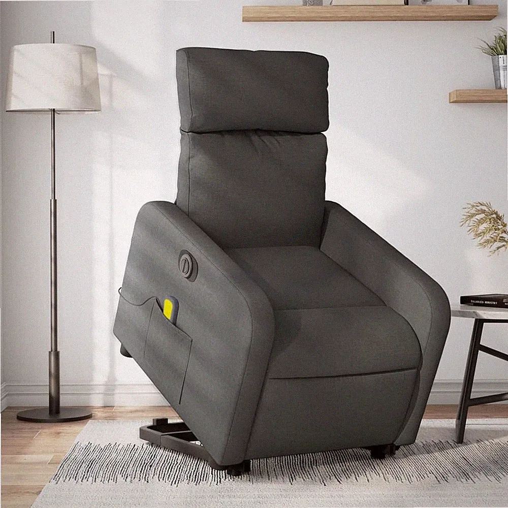 Relaxsessel mit Aufstehhilfe Massagesessel Fernsehsessel Hellgrau Stoff vidaXL