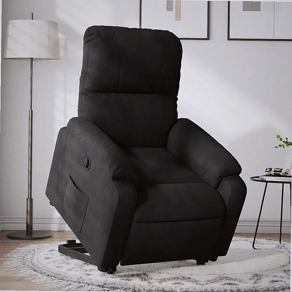 Relaxsessel mit Aufstehhilfe Mikrofaser Schwarz Senioren Sessel