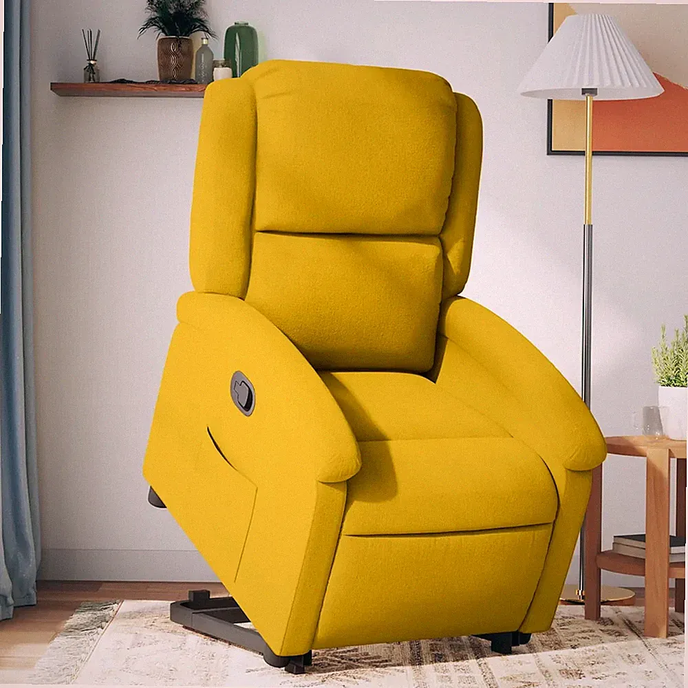 Relaxsessel mit Aufstehhilfe Samt Gelb Senioren Sessel Fernsehsessel