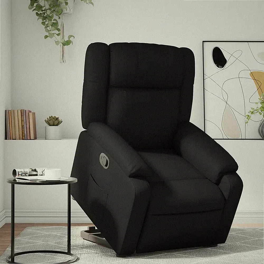 Relaxsessel mit Aufstehhilfe Schwarz Kunstleder Senioren Sessel Fernsehsessel