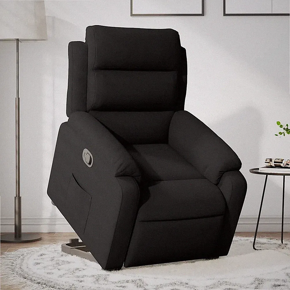 Relaxsessel mit Aufstehhilfe schwarz Samt Sessel Senioren Fernsehsessel