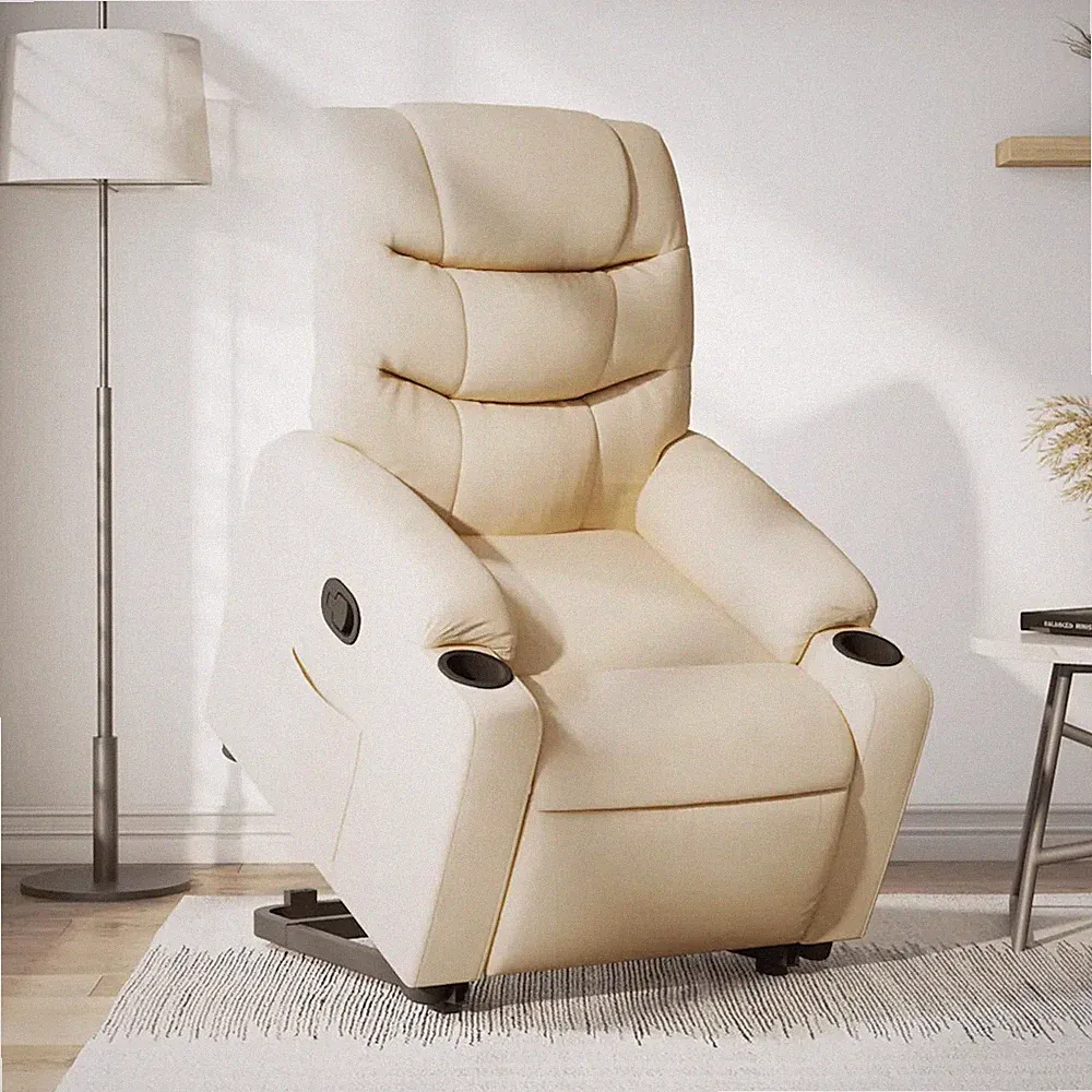 Relaxsessel mit Aufstehhilfe Stoff Creme