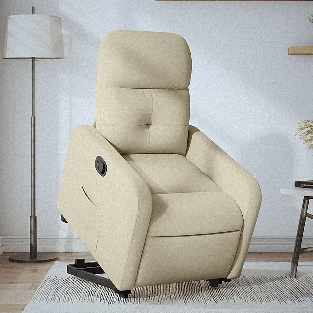 Relaxsessel mit Aufstehhilfe Stoff Creme elektrisch Seniorensessel