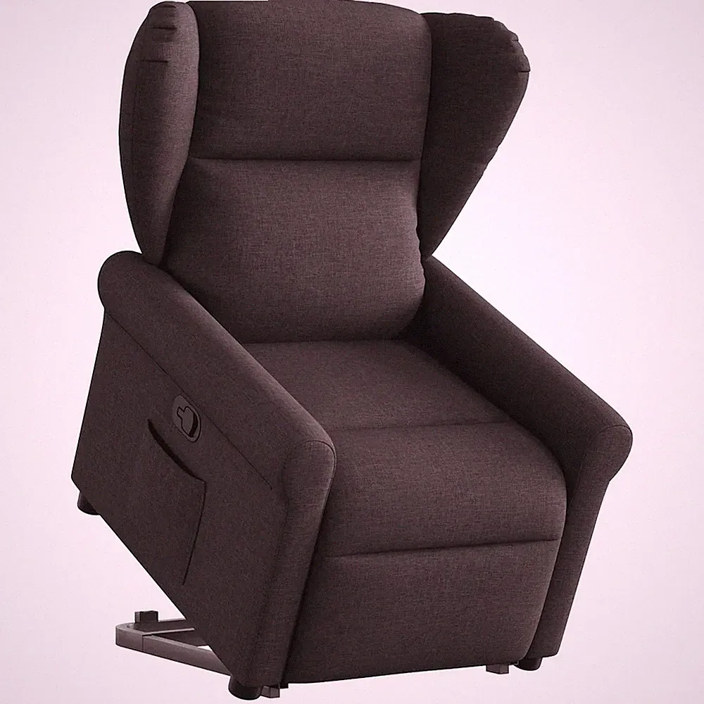 Relaxsessel mit Aufstehhilfe Stoff Dunkelbraun Senioren Sessel
