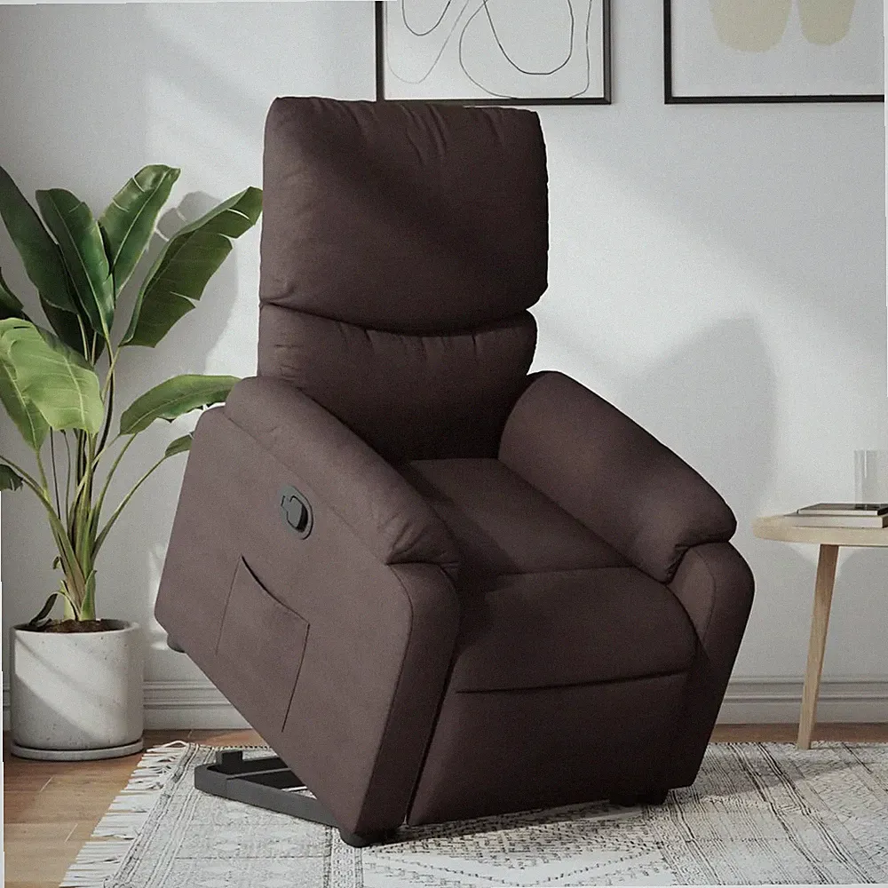 Relaxsessel mit Aufstehhilfe Stoff Dunkelbraun Senioren Sessel