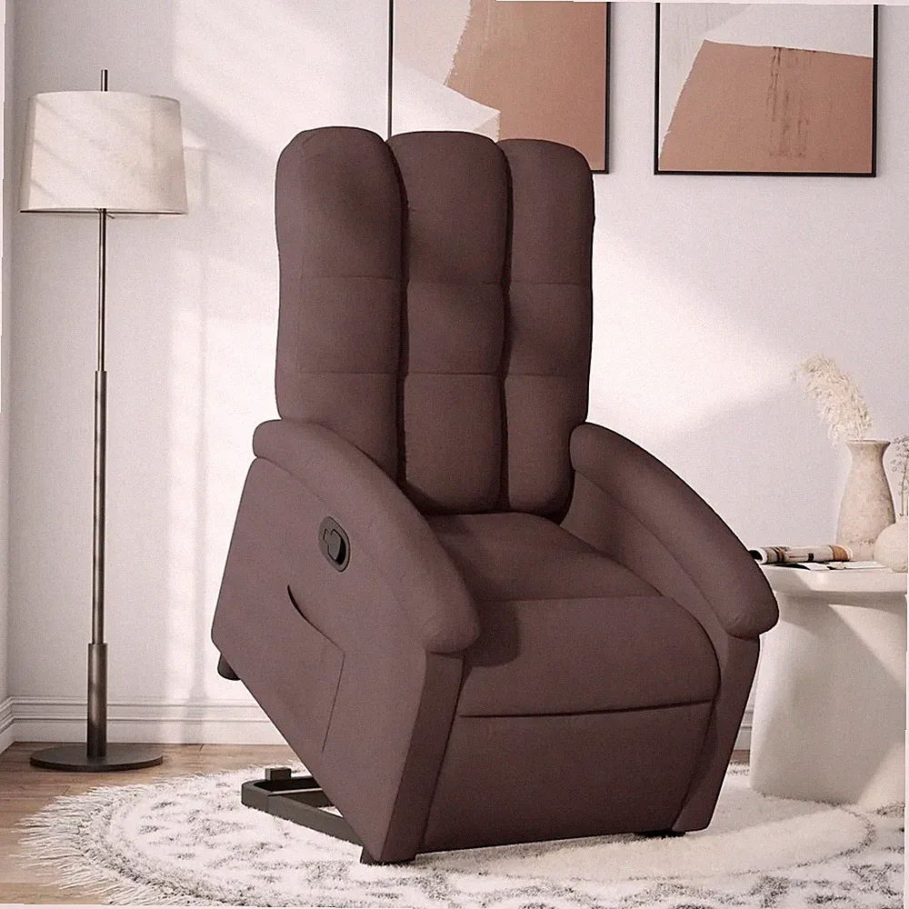 Relaxsessel mit Aufstehhilfe Stoff Dunkelbraun Sessel Senioren