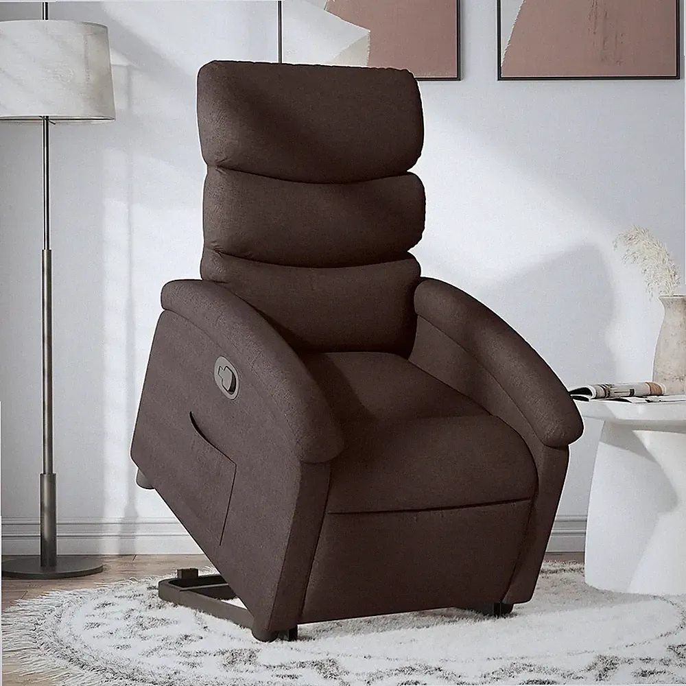 Relaxsessel mit Aufstehhilfe Stoff Dunkelbraun Sessel Senioren