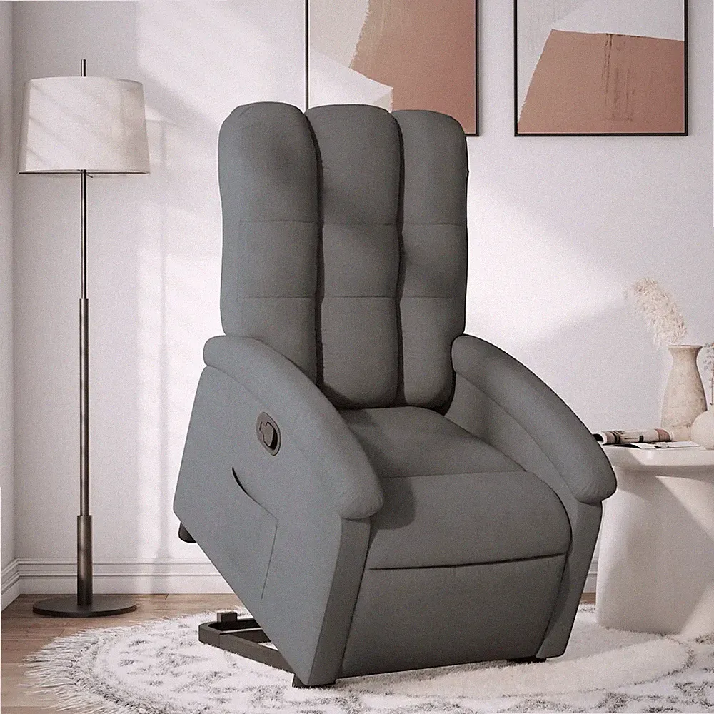 Relaxsessel mit Aufstehhilfe Stoff Dunkelgrau Senioren Sessel
