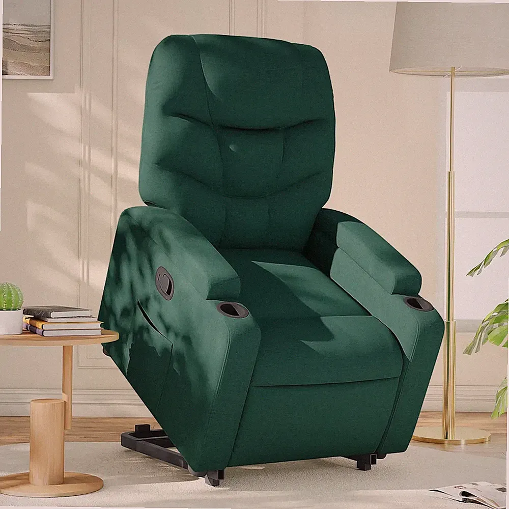 Relaxsessel mit Aufstehhilfe Stoff Dunkelgrün Sessel Senioren