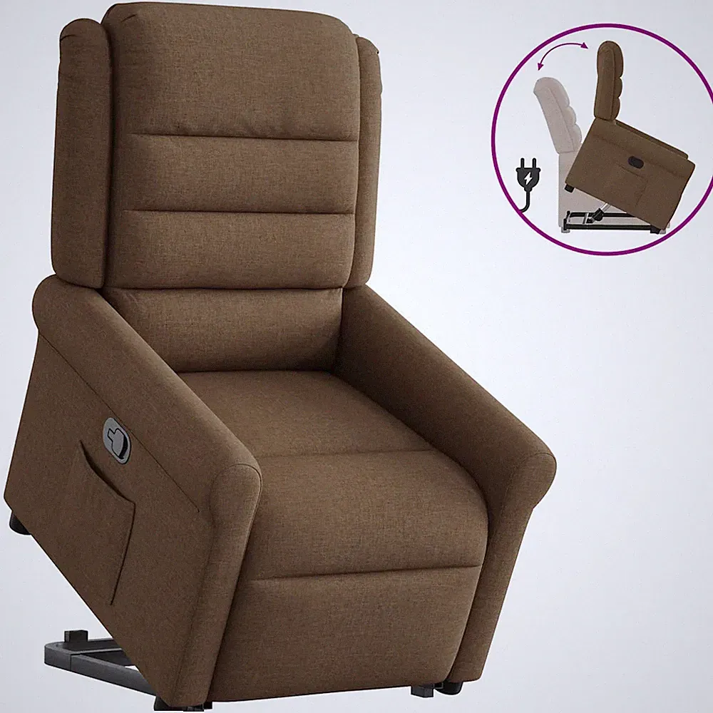 Relaxsessel mit Aufstehhilfe Stoff Polster Sessel Senioren Fernsehsessel Braun