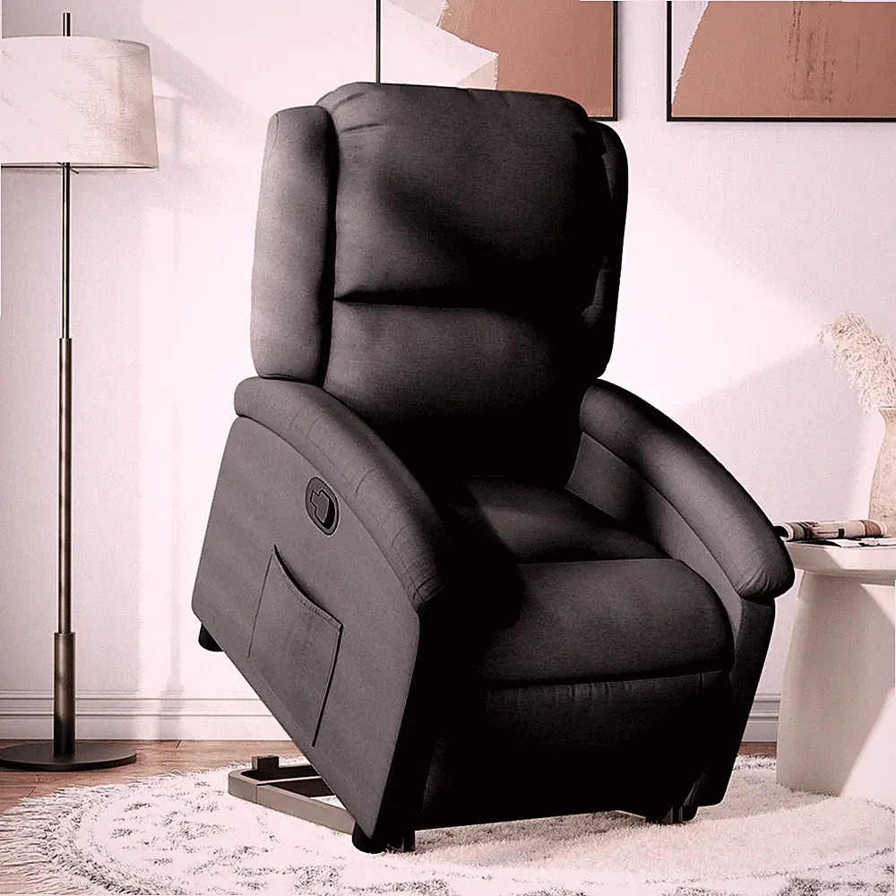 Relaxsessel mit Aufstehhilfe Stoff Schwarz - elektrischer Senioren Sessel