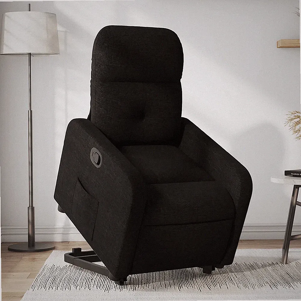 Relaxsessel mit Aufstehhilfe Stoff Schwarz elektrischer Senioren Sessel