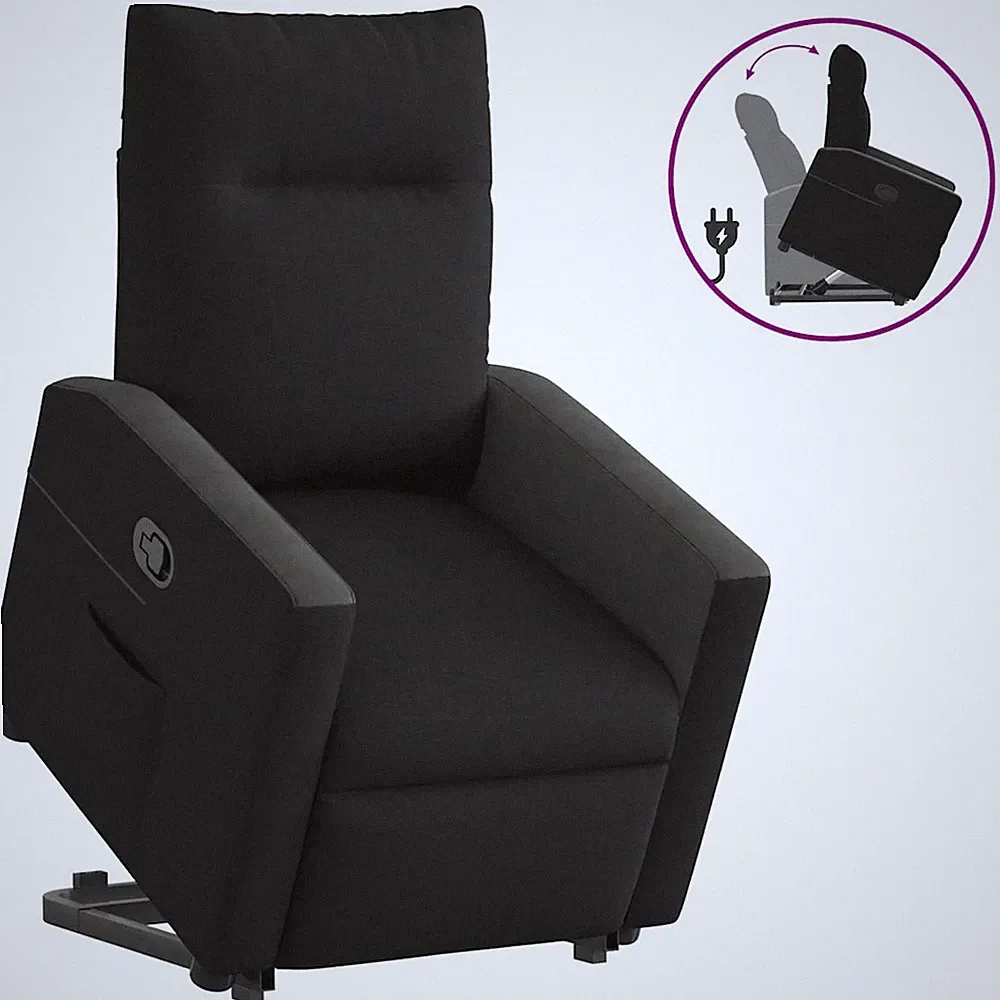 Relaxsessel mit Aufstehhilfe Stoff Schwarz Elektrischer Seniorensessel