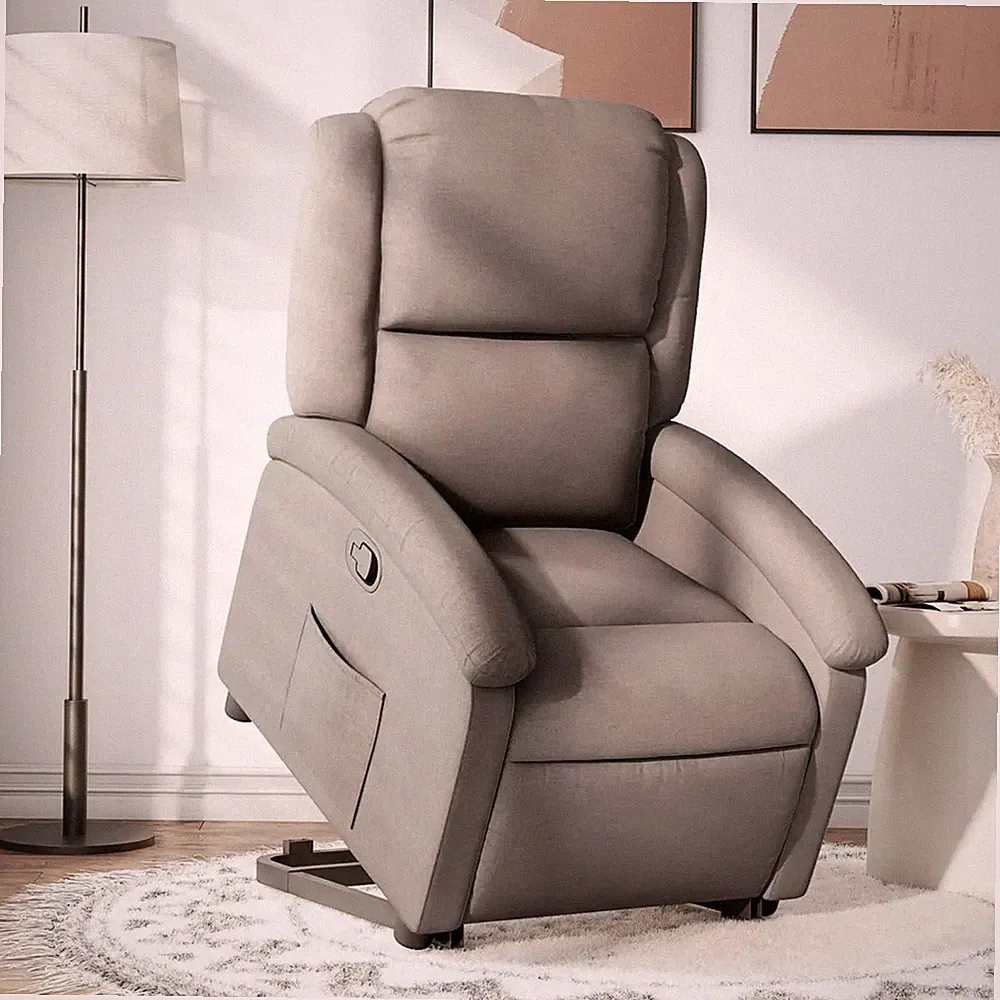 Relaxsessel mit Aufstehhilfe Stoff Taupe Senioren Sessel Fernsehsessel