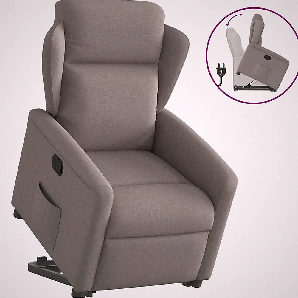 Relaxsessel mit Aufstehhilfe Stoff Taupe Senioren Sessel Fernsehsessel