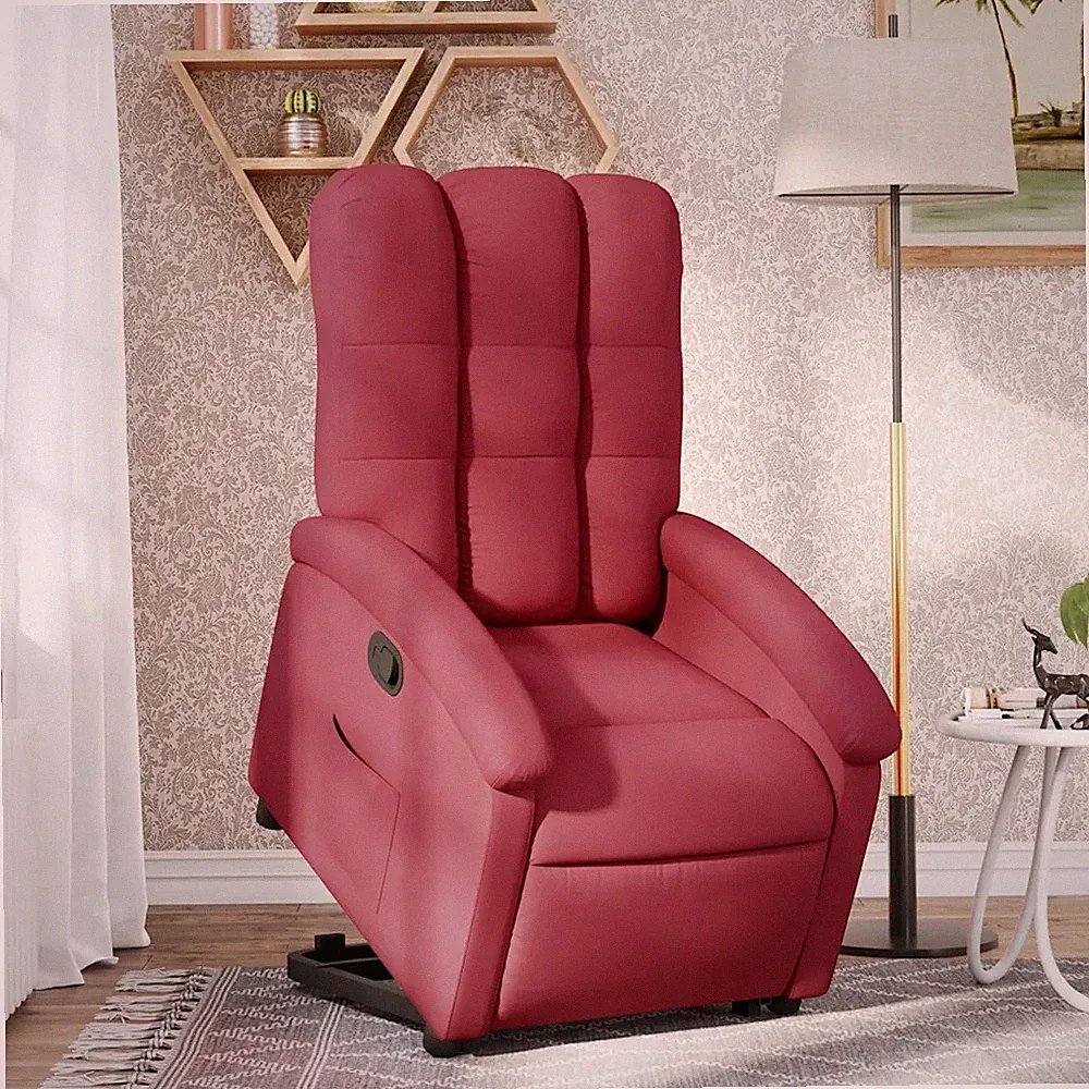 Relaxsessel mit Aufstehhilfe Stoff Weinrot Polstersessel Senioren Sessel