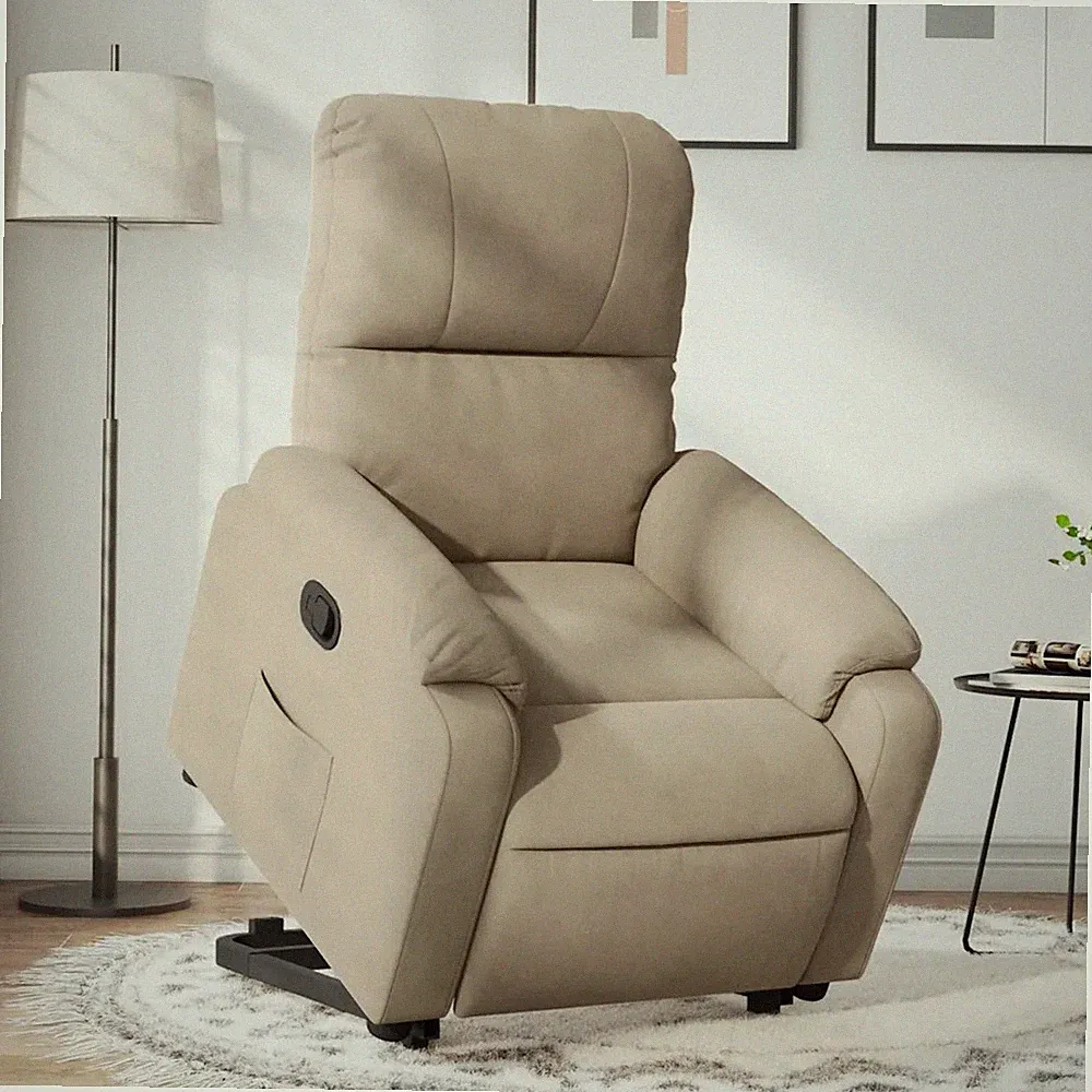 Relaxsessel mit Aufstehhilfe Taupe Mikrofaser Polstersessel Senioren