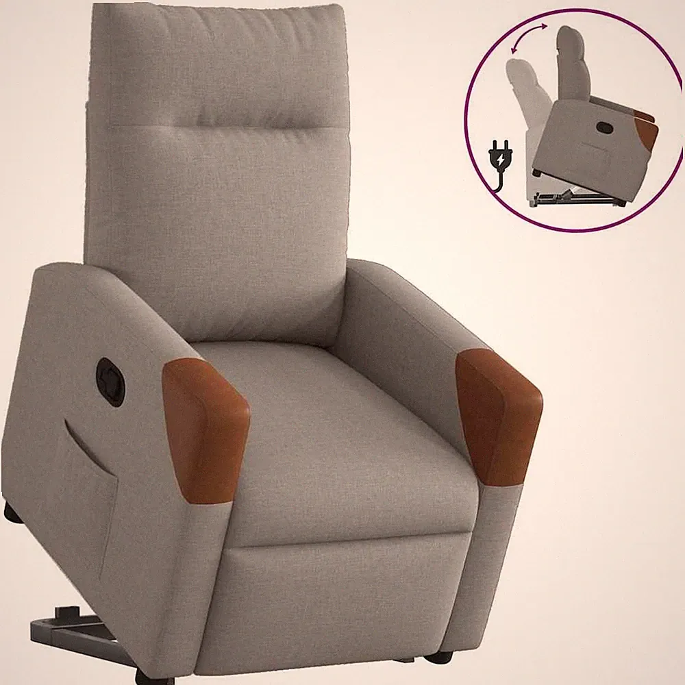 Relaxsessel Mit Aufstehhilfe Taupe Stoff