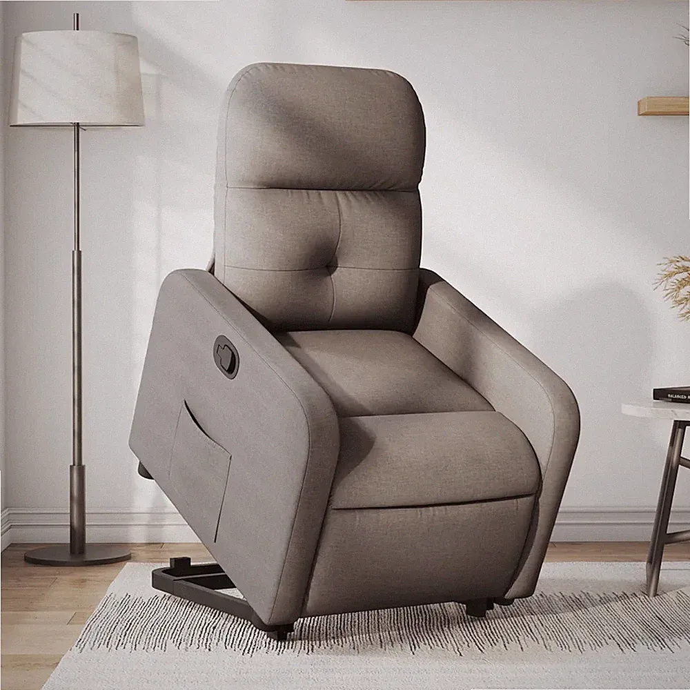 Relaxsessel mit Aufstehhilfe Taupe Stoff Sessel elektrisch Senioren