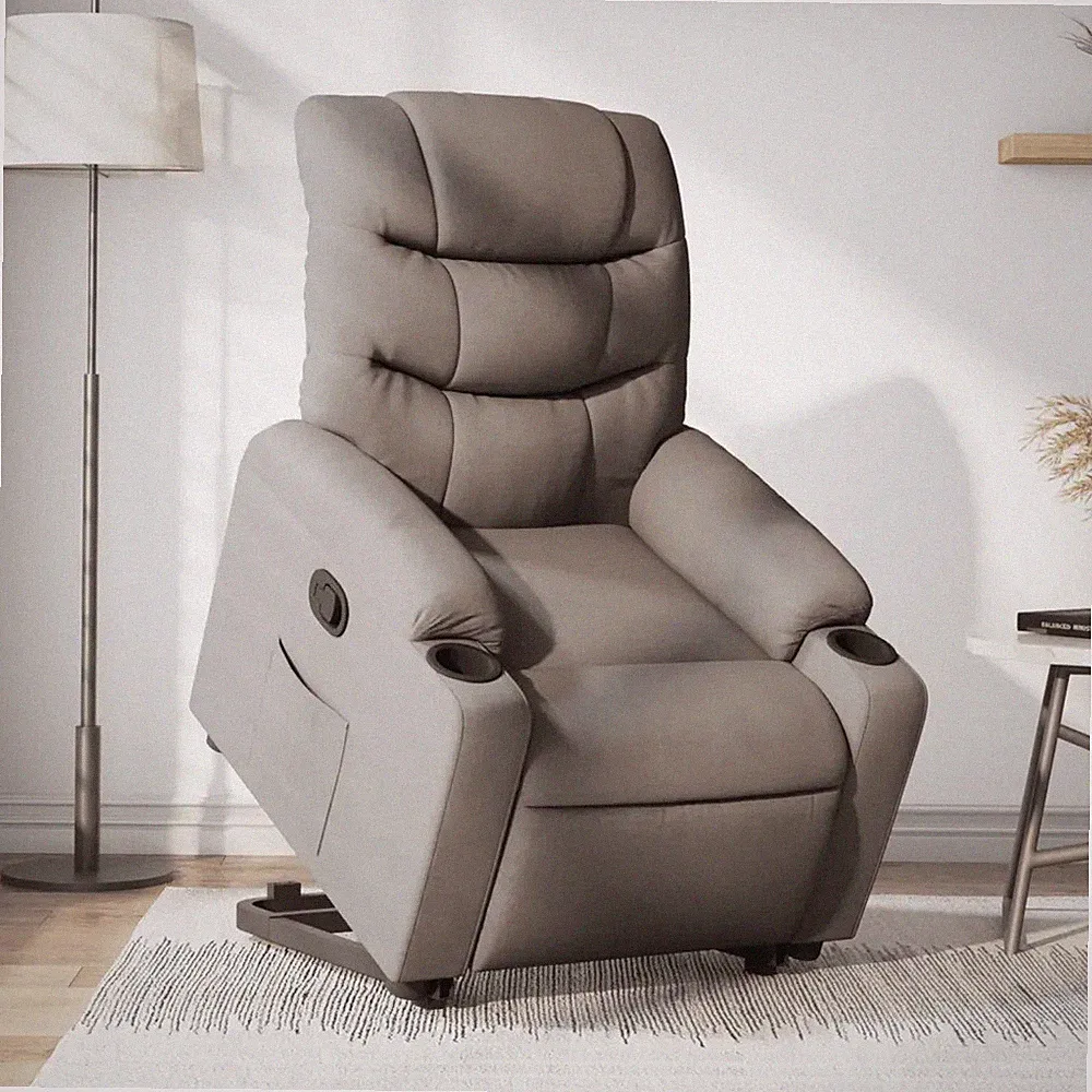 Relaxsessel mit Aufstehhilfe Taupe Stoff Sessel Senioren