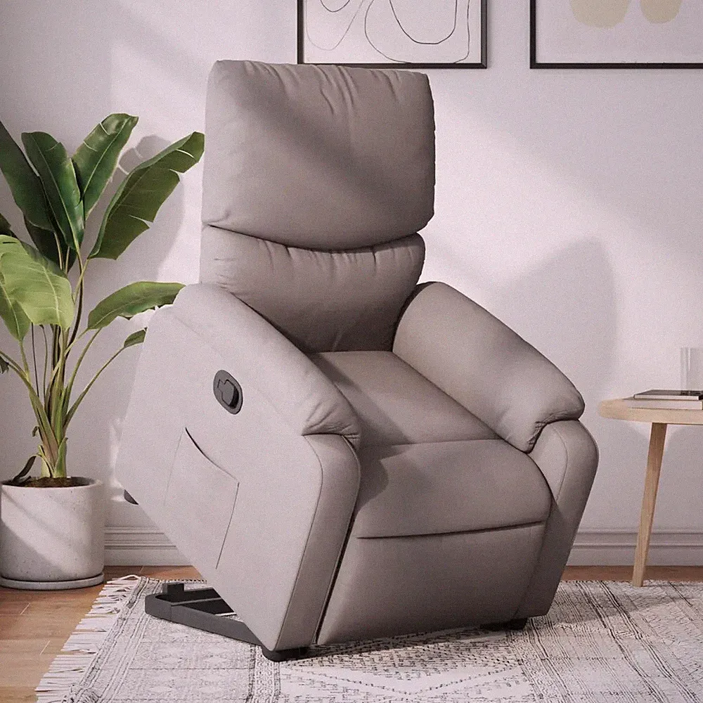 Relaxsessel mit Aufstehhilfe Taupe Stoff Sessel Seniorensessel Fernsehsessel