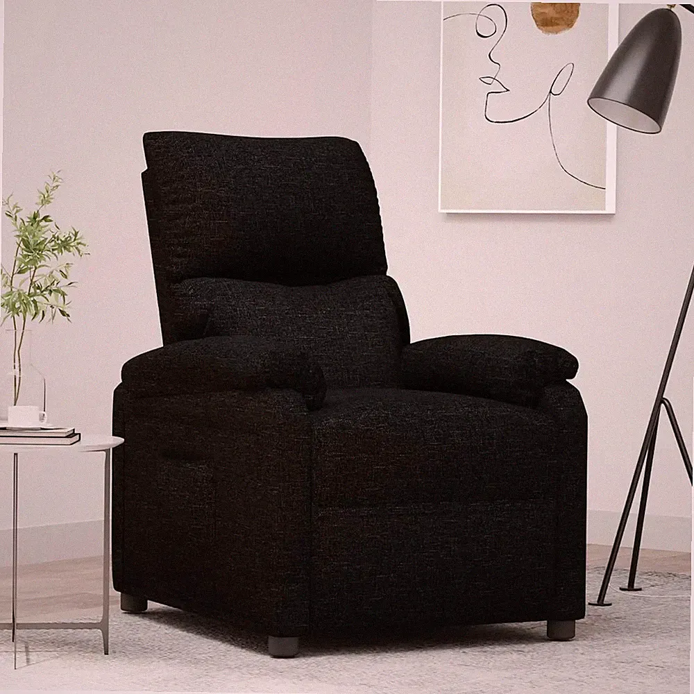 Relaxsessel Stoff Schwarz mit Aufstehhilfe und Liegefunktion