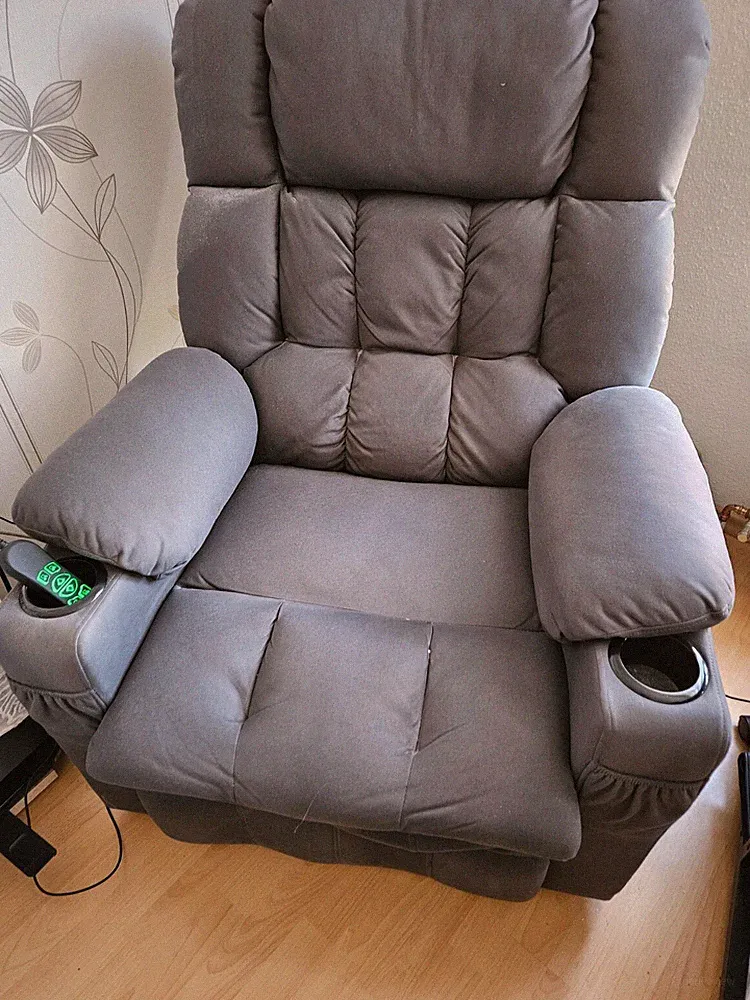 Seniorensessel elekt. mit Aufstehhilfe Stoff Grau,-Velour
