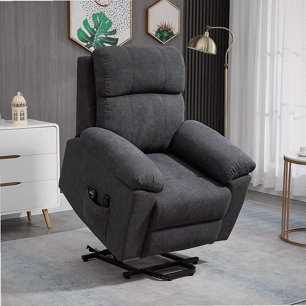 Sessel mit Aufstehhilfe, Relaxsessel, Massagesessel mit Seitentasche Refurbished