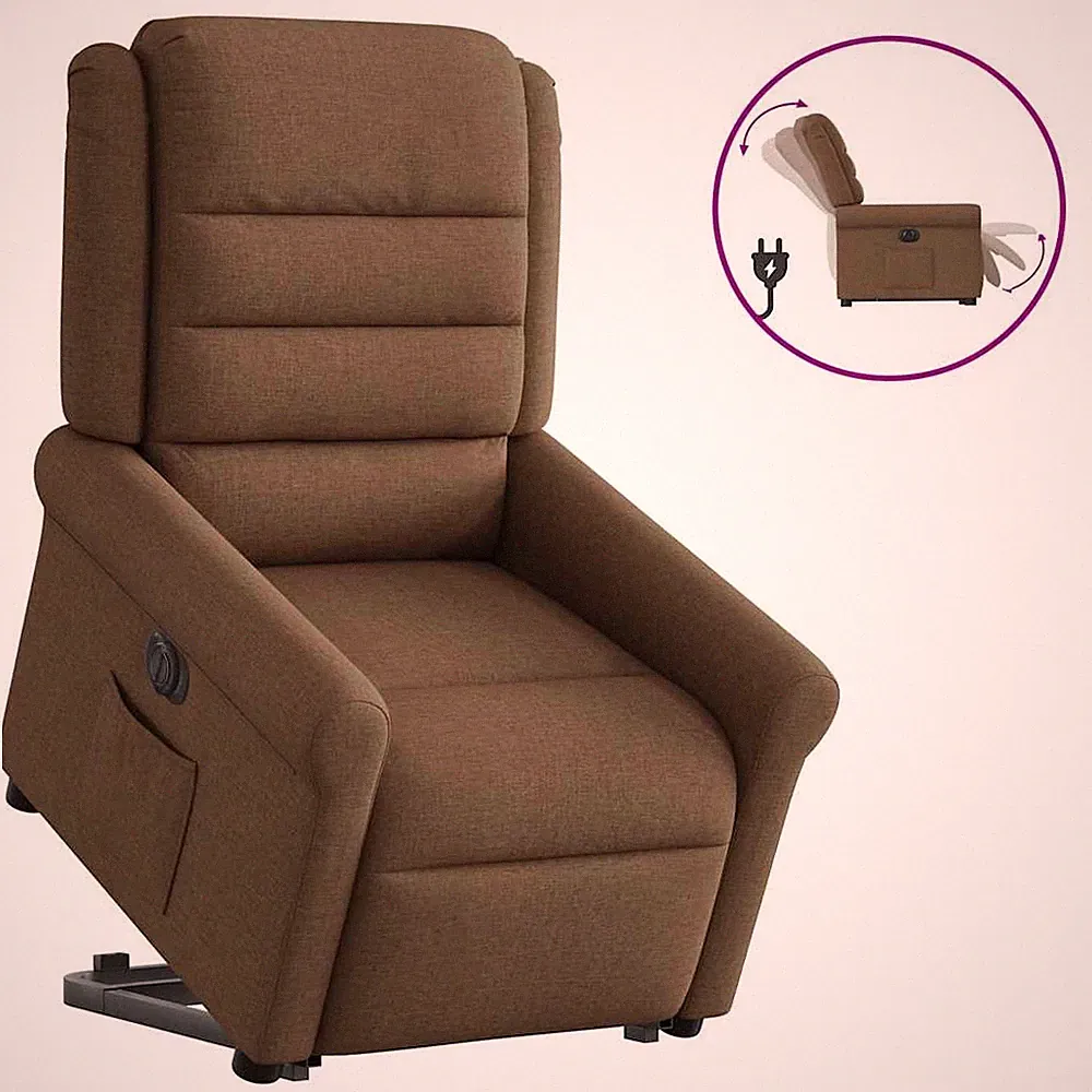 vidaXL Elektrischer Massagesessel mit Aufstehhilfe und Liegefunktion, Braun
