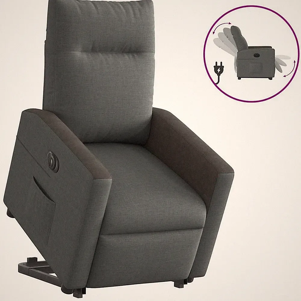 vidaXL Elektrischer Massagesessel mit Aufstehhilfe und Liegefunktion, Dunkelgrau