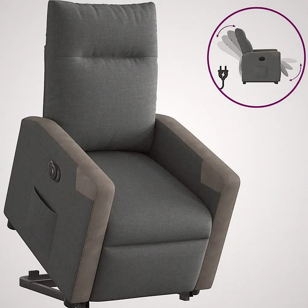 vidaXL Elektrischer Massagesessel mit Aufstehhilfe und Liegefunktion, Dunkelgrau