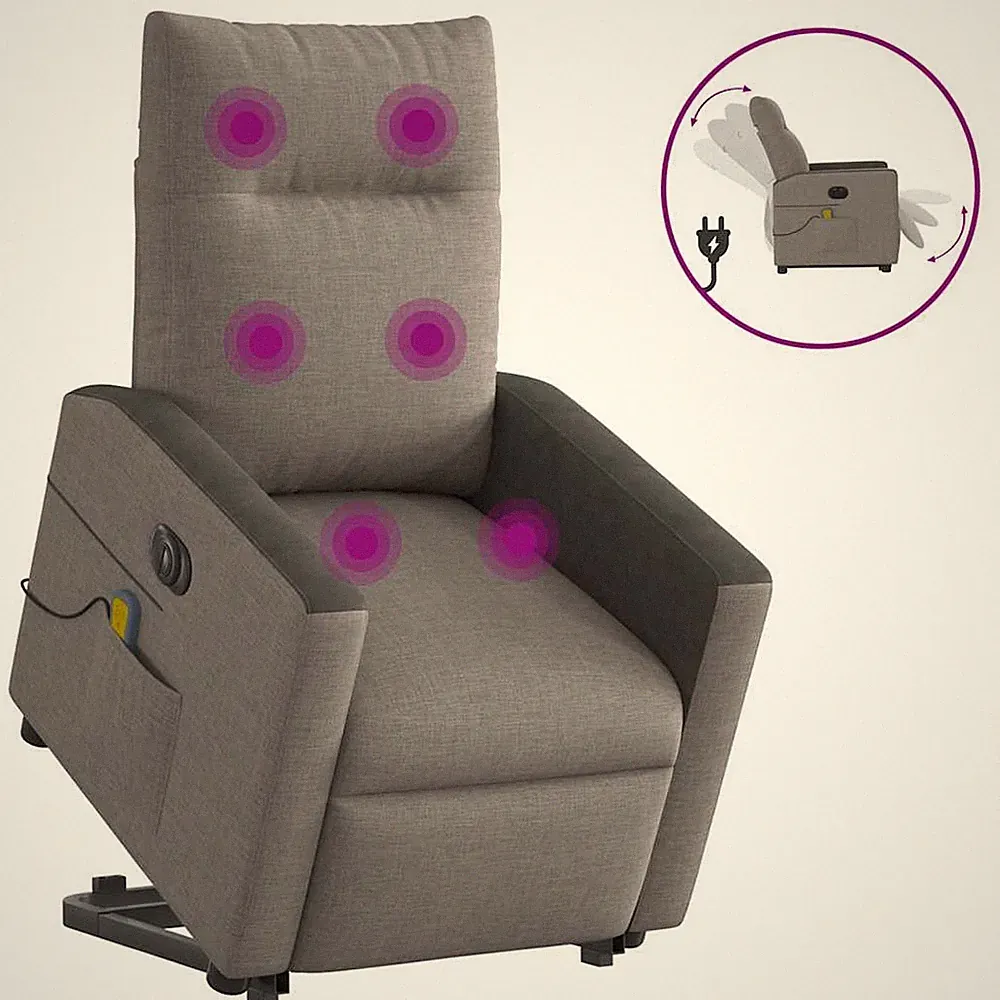 vidaXL Elektrischer Massagesessel mit Aufstehhilfe und Liegefunktion, Taupe