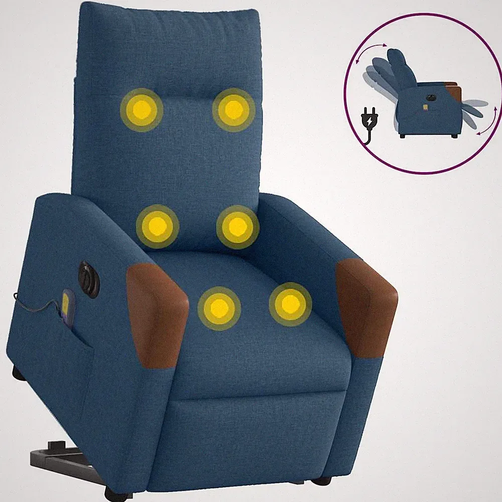 vidaXL Elektrischer Massagesessel mit Aufstehhilfe, verstellbar, Blau