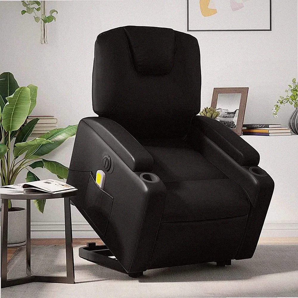 VidaXL Massagesessel Mit Aufstehhilfe Elektrisch Schwarz Kunstleder