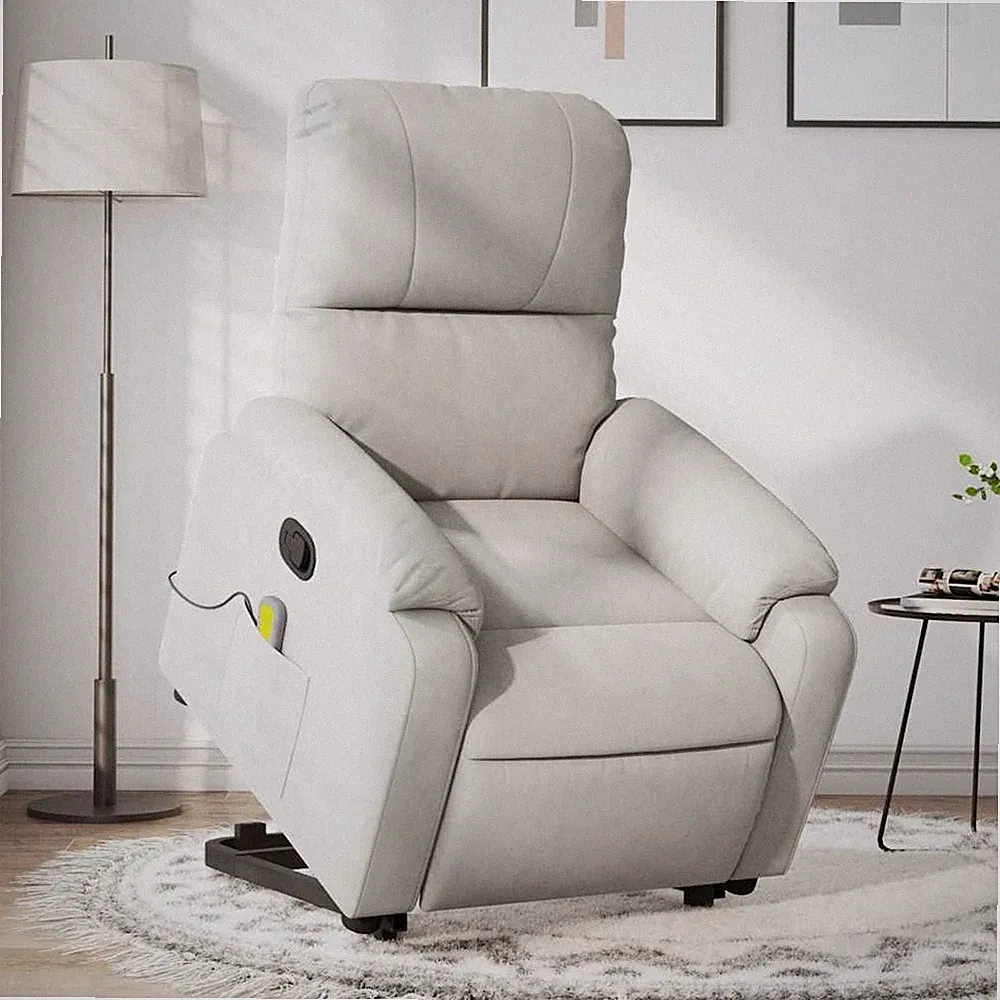 vidaXL Massagesessel mit Aufstehhilfe, hellgrau, Mikrofaser