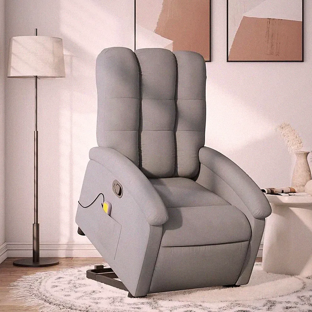 VidaXL Massagesessel Mit Aufstehhilfe Hellgrau Stoff