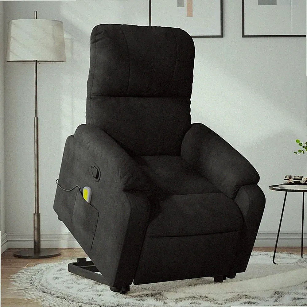 vidaXL Massagesessel mit Aufstehhilfe, Schwarz, Mikrofaser